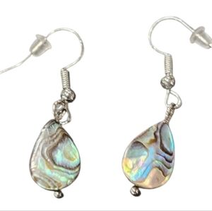 Silvertone Abalone Teardrop Earrings